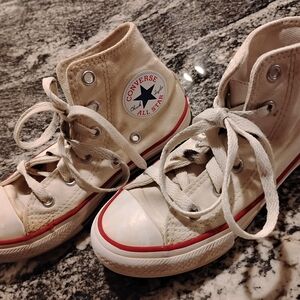 Converse Kids High-Top Sneakers - Cream and Red